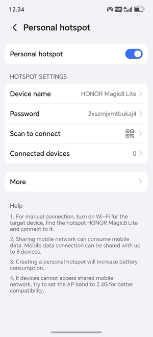 Your phone is now set up for use as a modem