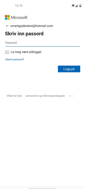 Skriv inn passord og velg Logg på