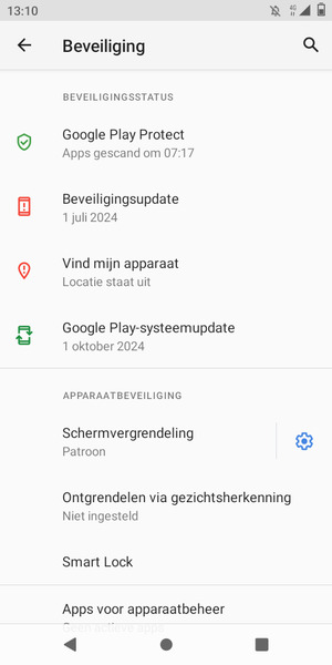 Uw telefoon is nu beveiligd met een schermvergrendeling