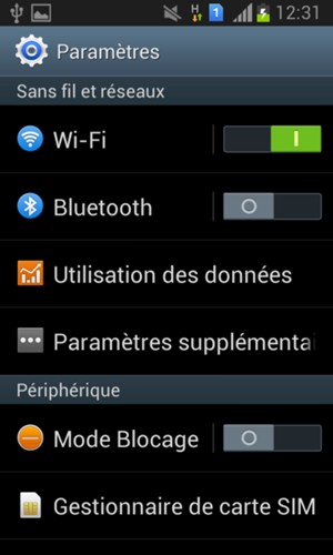 Sélectionnez Paramètres supplémentaires