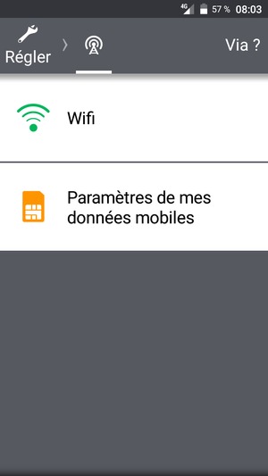 Sélectionnez Wifi
