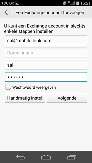 Voer e-mailadres, gebruikersnaam en wachtwoord in. Selecteer Volgende