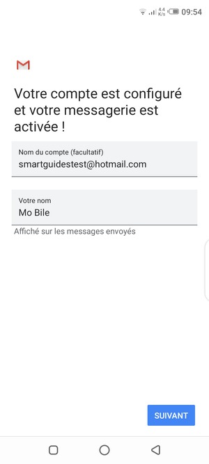 Donnez un nom à votre compte et saisissez votre nom. Sélectionnez SUIVANT