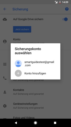 Wählen Sie Ihr Konto für Backup