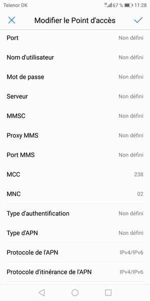 Faites défiler vers le bas et saisissez les informations MMS