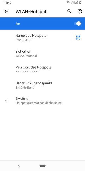 Ihr Handy ist jetzt für die Verwendung als Modem eingerichtet