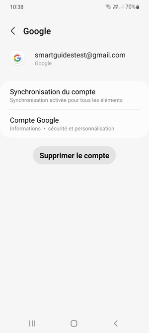 Sélectionnez Synchronisation du compte