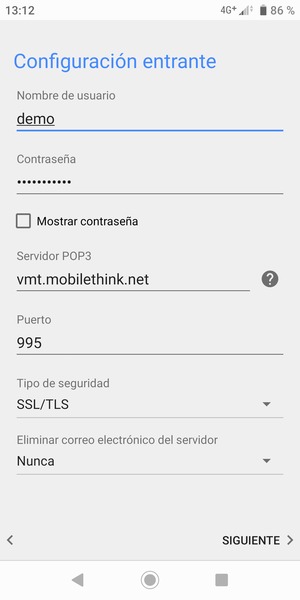 Seleccione Tipo de seguridad