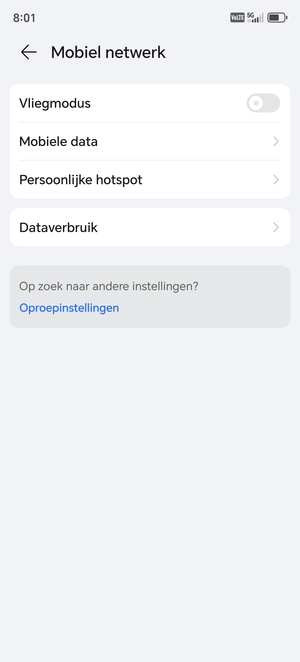 Selecteer Mobiele data