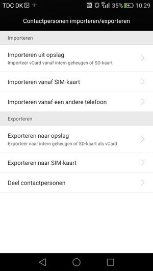 Selecteer Importeren vanaf SIM-kaart