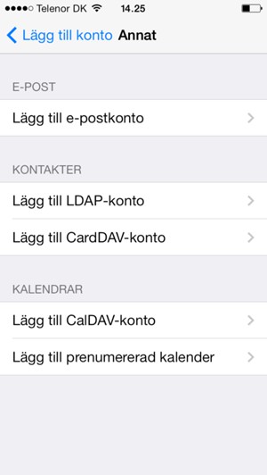 Välj Lägg till CardDAV-konto