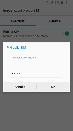 Inserisci PIN della SIM attuale e seleziona OK