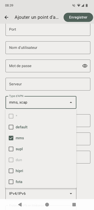 Cochez la case mms