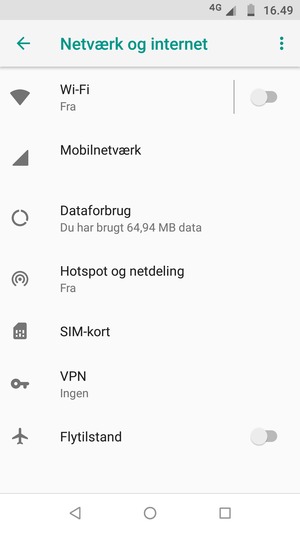 Vælg Mobilnetværk