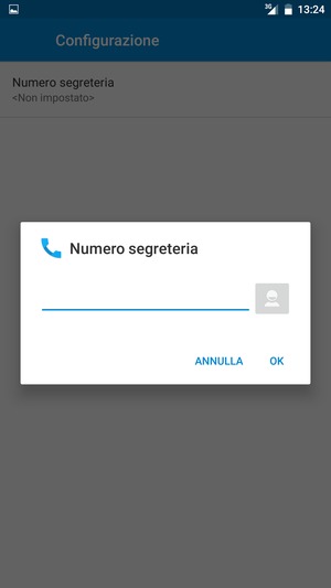 Inserisci Numero segreteria e seleziona OK