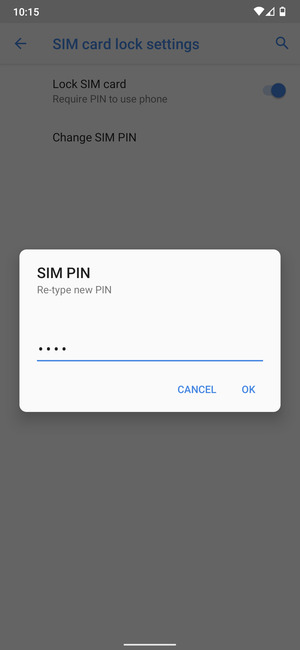 Confirm your new SIM PIN and select OK