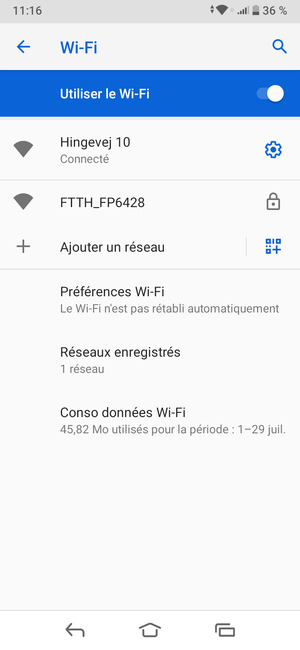 Vous êtes maintenant connecté au réseau Wi-Fi