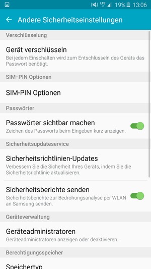 Wählen Sie SIM-PIN Optionen