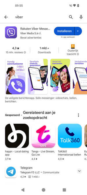 Selecteer de app