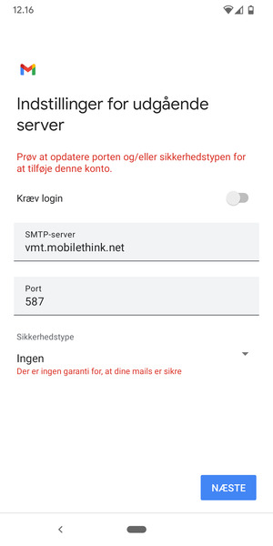 Vælg NÆSTE