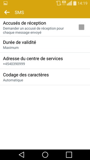 Sélectionnez Adresse du centre de services