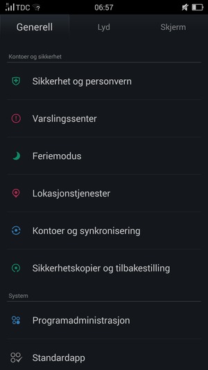 Bla til og velg Sikkerhetskopier og tilbakestilling