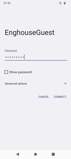 Enter the Wi-Fi password and select CONNECT