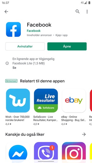 Velg Åpne