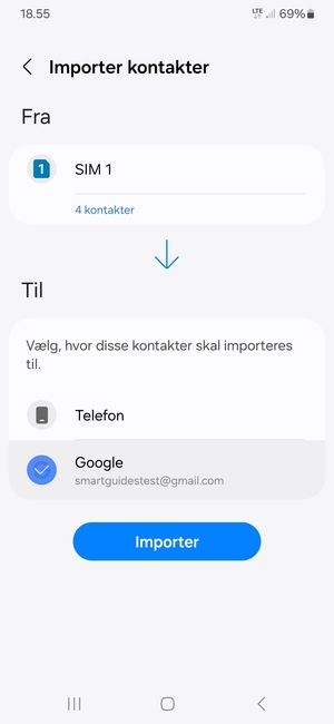 Vælg Importer