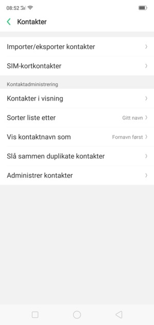 Velg SIM-kortkontakter