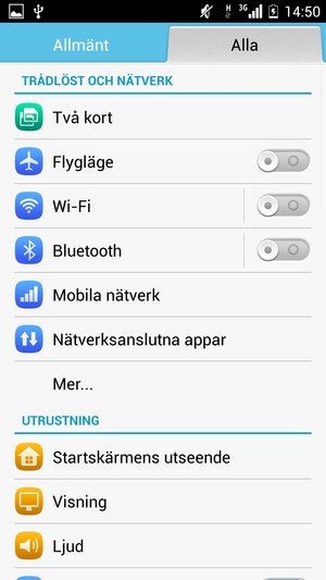 För att byta nätverk om nätverksproblem uppstår, återgå till Alla-menyn och välj Mobila nätverk