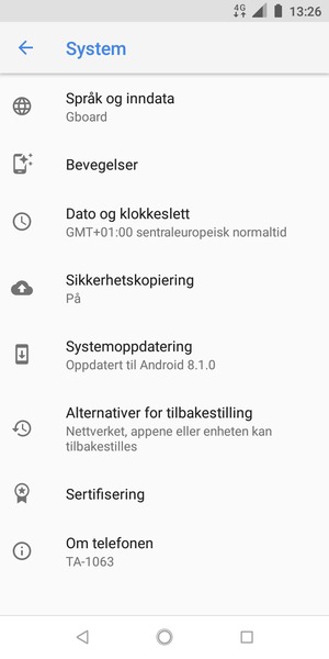 Velg Systemoppdatering