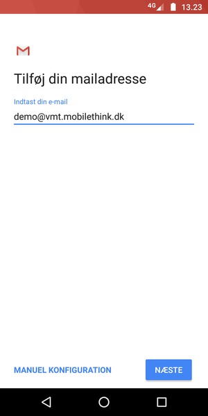 Indtast din e-mailadresse og vælg NÆSTE