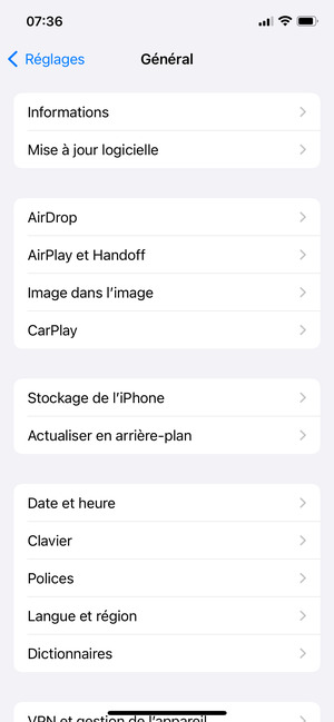 Sélectionnez Mise à jour du logicielle