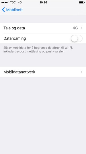 Velg Mobildatanettverk