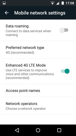 Select Preferred network type