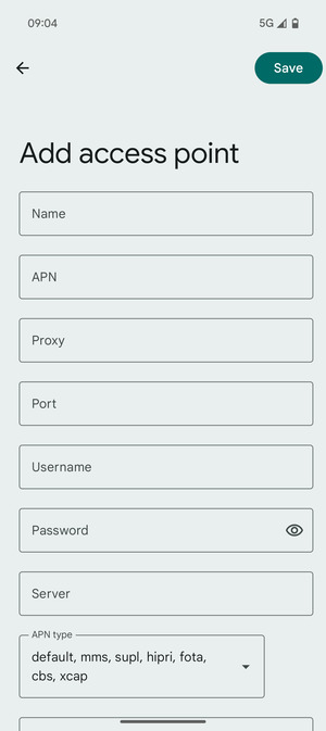 Enter MMS information