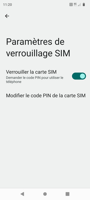 Sélectionnez Modifier le code PIN de la carte SIM