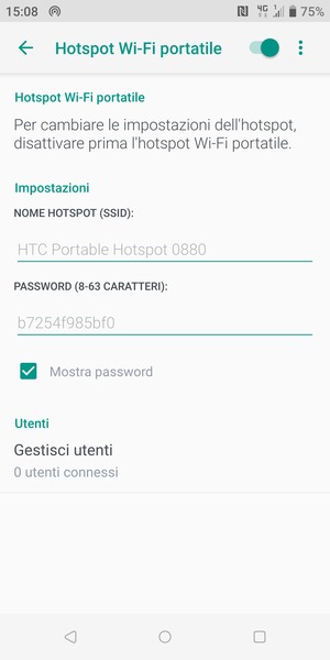 Il telefono è ora pronto per essere usato come modem