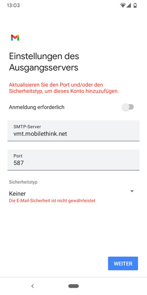 Wählen Sie WEITER