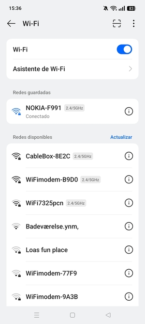 Ahora está conectado a la red Wi-Fi