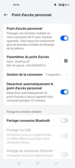 Votre téléphone est maintenant configuré pour être utilisé comme modem