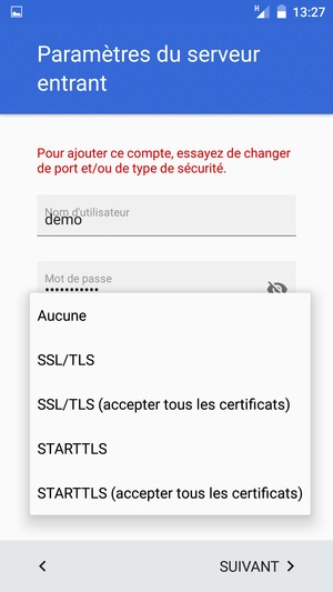 Sélectionnez Aucune puis SUIVANT