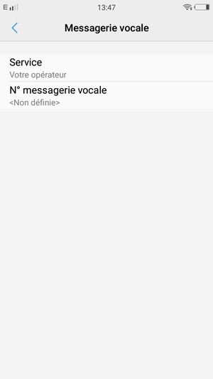 Sélectionnez N° messagerie vocale