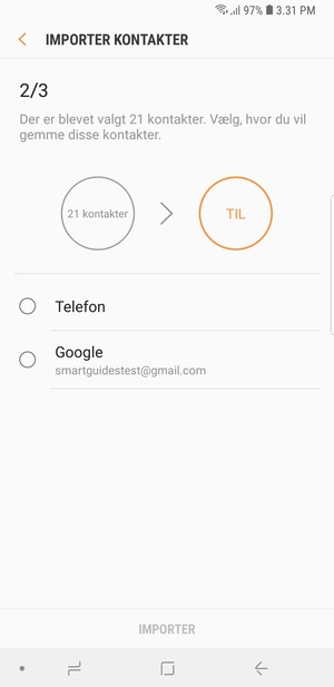 Vælg din Google konto