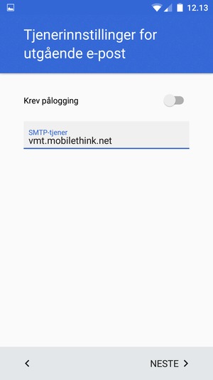 Slå av Krev pålogging og velg NESTE