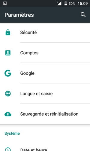 Faites défiler et sélectionnez Sauvegarde et réinitialisation