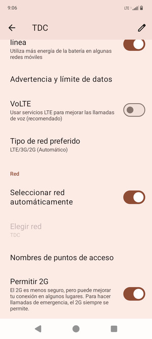 Desplácese y seleccione Nombres de puntos de acceso
