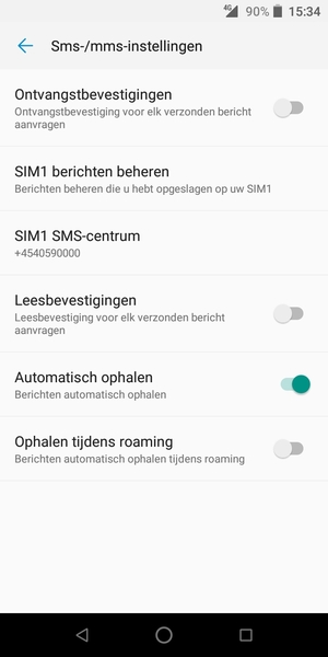Selecteer SIM SMS-centrum