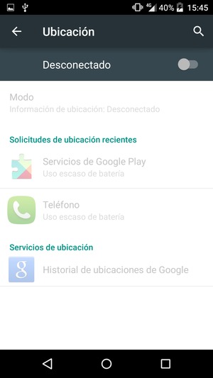 Desactive Ubicación